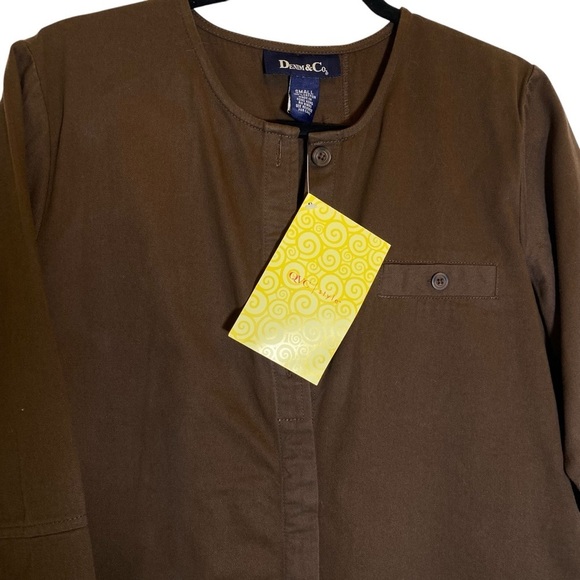 Denim & Co. NWT Women size small popover 1/2 sleeve Brown Button-Back Tunic Top - Picture 2 of 7